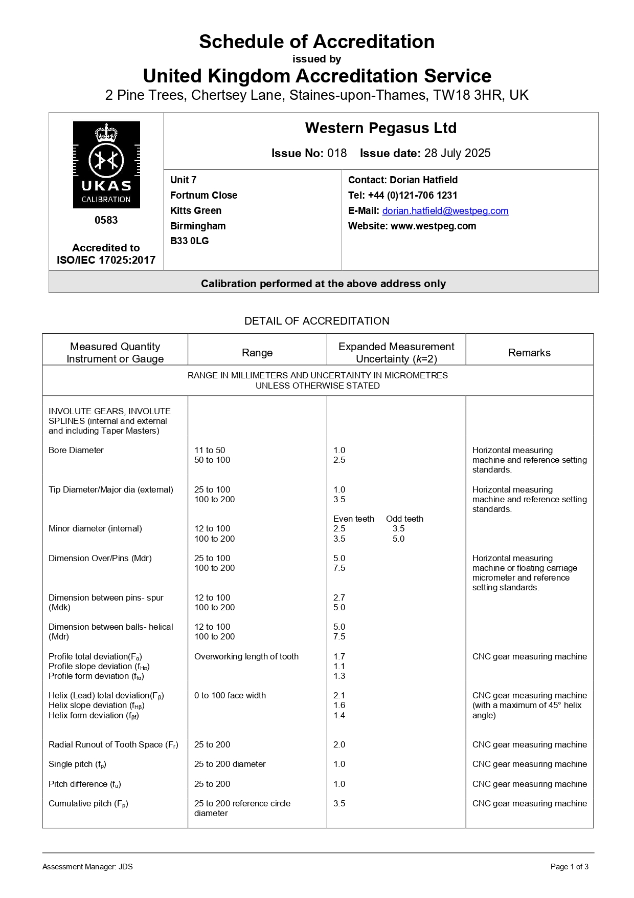 UKAS – ISO Certified Western Pegasus UKAS Schedule Iss 18 page 0001 UKAS – ISO Certified Western Pegasus UKAS Schedule Iss 18 page 0001